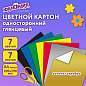 Картон цветной А4 МЕЛОВАННЫЙ (глянцевый) ВОЛШЕБНЫЙ, 7 листов, 7 цветов, в папке, ЮНЛАНДИЯ, 200х290 мм, "Рыбка", 111315 (арт. 111315)