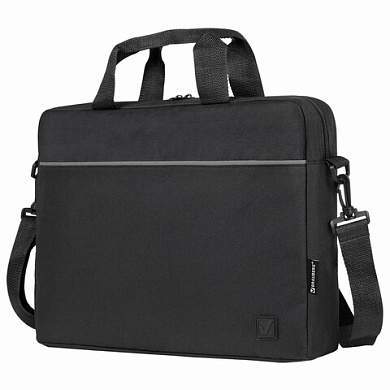 Сумка портфель BRAUBERG PRACTICAL с отделением для ноутбука 15,6", Grey line, черная, 29х40х7 см, 272604 (арт. 272604)