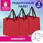 Пакет подарочный КОМПЛЕКТ 3 штуки, 20х8х20 см, "Business Kraft", красный, крафт, ЗОЛОТАЯ СКАЗКА, 700865 (арт. 700865)