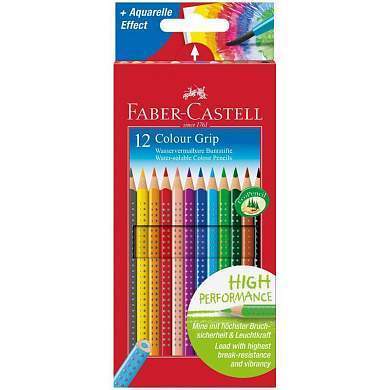 Карандаши цветные Faber-Castell "Grip", 12цв., трехгран., заточен., картон, европодвес (арт. 286229)