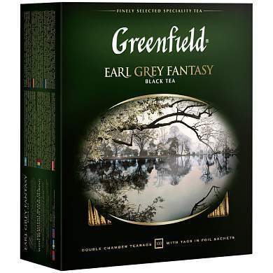 Чай Greenfield "Earl Grey", черный с бергамотом, 100 фольг. пакетиков по 2г (арт. 183207)