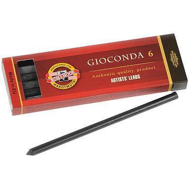 Грифели для цанговых карандашей Koh-I-Noor "Gioconda", 6B, 5,6мм, 6шт., круглый, пластиковый короб (арт. 298328)