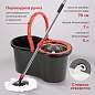 Комплект для уборки: швабра, ведро 7 л/5 л с отжимом центрифуга, 2 насадки, черный, LAIMA, 607487 (арт. 607487)
