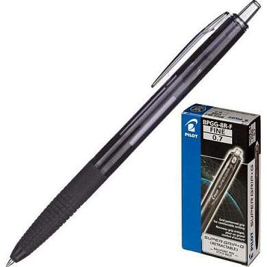 Ручка шариковая автоматическая с грипом PILOT Super Grip G, ЧЕРНАЯ, линия 0,21 мм, BPGG-8R-F B (арт. 144714)