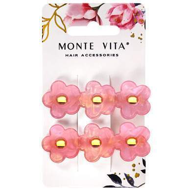 Заколки для волос НАБОР 2 шт., 6 см, зажим, с декором, розовый, MONTE VITA, 457097 (арт. 457097)