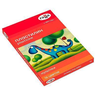 Пластилин Гамма "Мультики", 16 цветов, 320г, со стеком, картон. упаковка (арт. 262527)