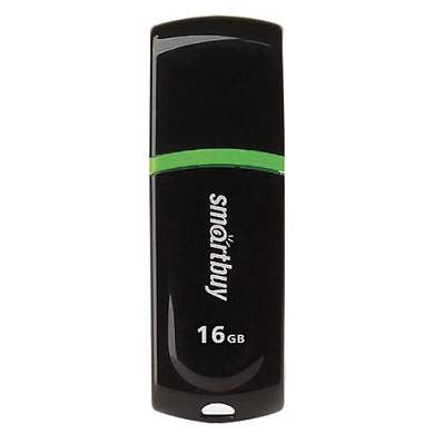 Флеш-диск 16 GB, SMARTBUY Paean, USB 2.0, черный, SB16GBPN-K (арт. 512769)