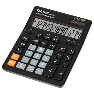 Калькулятор настольный Eleven SDC-554S, 14 разрядов, двойное питание, 155*205*36мм, черный (арт. 339207)