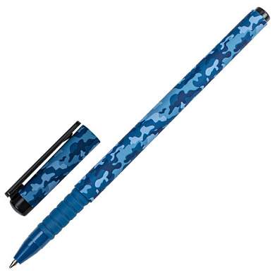 Ручка шариковая BRAUBERG SOFT TOUCH GRIP "MILITARY", СИНЯЯ, мягкое покрытие, узел 0,7 мм, 143713 (арт. 143713)