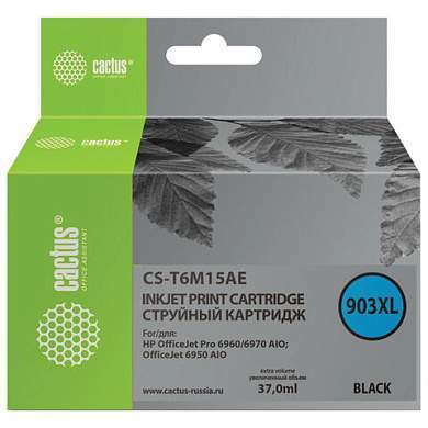 Картридж струйный CACTUS (CS-T6M15AE) для HP OfficeJet Pro 6950/6960/6970, черный (арт. 363641)