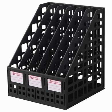 Лоток вертикальный для бумаг BRAUBERG "MAXI Plus", 240 мм, 6 отделений, сетчатый, сборный, черный, 237015 (арт. 237015)