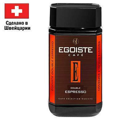 Кофе растворимый EGOISTE "Double Espresso", ШВЕЙЦАРИЯ, сублимированный, 100 г, стеклянная банка, EG10012023 (арт. 623018)
