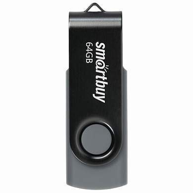 Флеш-диск 64 GB SMARTBUY Twist USB 2.0, черный, SB064GB2TWK (арт. 513911)