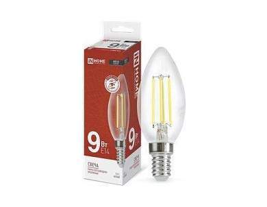 ASD/InHome Deco Свеча C37 E14 9W 4000К 4K 100x35 филамент (нитевидная) прозр. 6206 (арт. 714938)