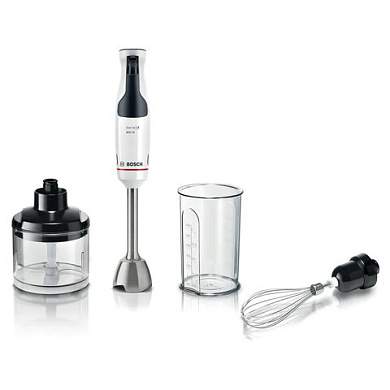 Блендер погружной BOSCH MSM4W421, 800 Вт, 1 скорость, 3 насадки, стакан, белый (арт. 458579)