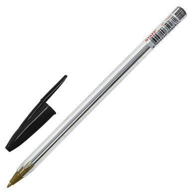 Ручка шариковая STAFF "Basic Budget BP-04", ЧЕРНАЯ, линия письма 0,5 мм, с штрихкодом, 143869 (арт. 143869)