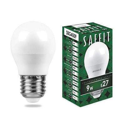Saffit Шар G45 E27 9W(810Lm) 6400K 6K Матовая, Пластик 80X45 Sbg4509 55126 (арт. 678024)