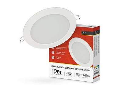 ASD/inHome светильник встр. светодиодн. даунлайт 12W(840lm) 4000К 4K d170(153)x18 круг белый IP40 RLP-eco 0007 (арт. 612898)