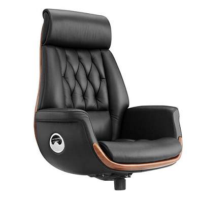 Кресло без пятилучия HAWASAN PREMIUM "GALANT EX-805", до 200 кг, синхромеханизм, натуральная кожа, цвет чёрный, 641940 (арт. 641940)