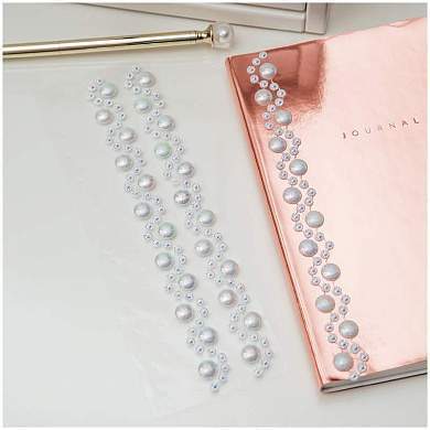 Наклейки акриловые MESHU "White pearls", 25*7см, стразы, 177 наклеек, инд. уп., европодвес (арт. 324569)