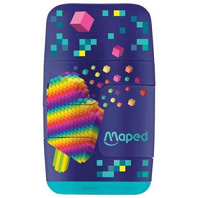 Точилка с ластиком 2 в 1 MAPED "Pixel Party Connect", 2 отверстия, 049223 (арт. 272972)