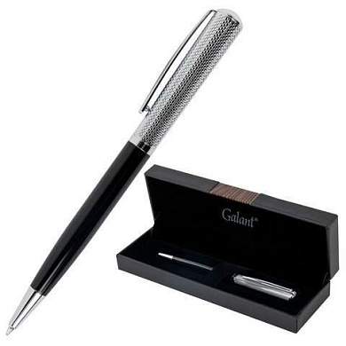 Ручка подарочная шариковая GALANT "Hector", корпус черный/серебро, детали серебро, узел 0,7 мм, линия письма 0,5 мм, синяя, 144173 (арт. 144173)