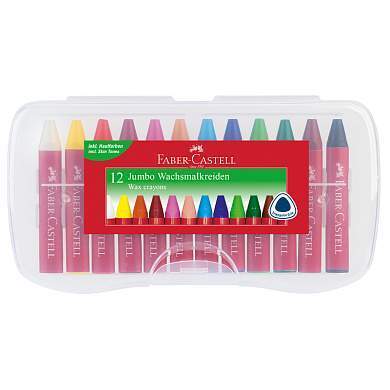 Мелки восковые утолщенные Faber-Castell "Jumbo", 12цв., трехгранные, пластиковая упаковка (арт. 286193)