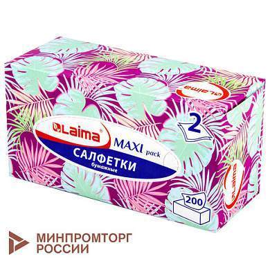 Салфетки косметические 200 шт. в картонном боксе 2-слойные, LAIMA "Everyday", 20х20 см, 113589 (арт. 113589)