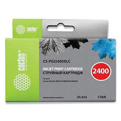 Картридж струйный CACTUS (CS-PGI2400XLC) для CANON iB4040/MB5040/MB5340, голубой (арт. 362771)