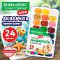 Краски акварельные BRAUBERG KIDS NEW, медовые, 24 цвета, квадратные кюветы, пластиковый пенал с европодвесом, 192797 (арт. 192797)