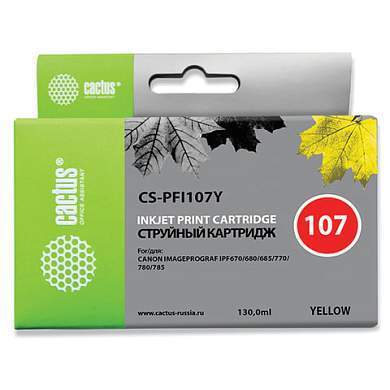Картридж струйный CACTUS (CS-PFI107Y) для CANON PF680/685/780/785, желтый (арт. 362791)