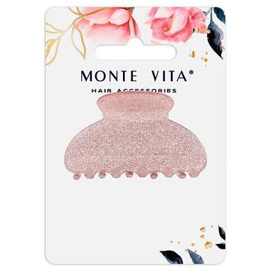 Краб для волос 5,2 см, с глиттером, розовый, MONTE VITA, 457021 (арт. 457021)