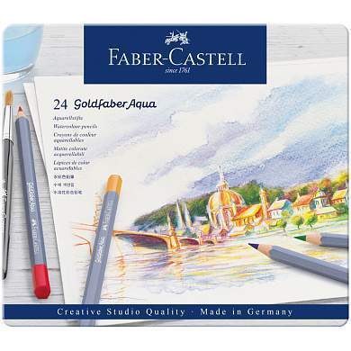 Карандаши акварельные художественные Faber-Castell "Goldfaber Aqua", 24цв., метал. коробка (арт. 285897)