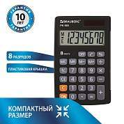 Калькулятор карманный BRAUBERG PK-865-BK (120x75 мм), 8 разрядов, двойное питание, ЧЕРНЫЙ, 250524 (арт. 250524)