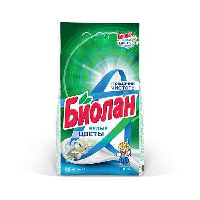 Порошок для машинной стирки Биолан "Белые цветы", 6кг (арт. 357335)