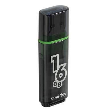 Флеш-диск 16 GB, SMARTBUY Glossy, USB 2.0, черный, SB16GBGS-K (арт. 512190)