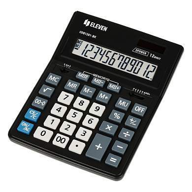 Калькулятор настольный Eleven Business Line CDB1201-BK, 12 разрядов, двойное питание, 155*205*35мм, черный (арт. 339192)