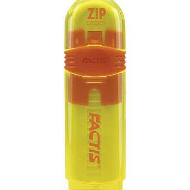Ластик выдвижной FACTIS ZIP, 80x10x10 мм, белый, пластиковый корпус ассорти, PTF1030 (арт. 228023)