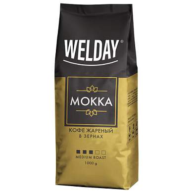 Кофе в зернах WELDAY (ВЭЛДЭЙ) "Mokka", 1 кг, БРАЗИЛИЯ, 622411 (арт. 622411)