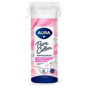 Ватные диски КОМПЛЕКТ 80 шт., AURA, двусторонние, ш/к 20698, 13114 (арт. 117592)