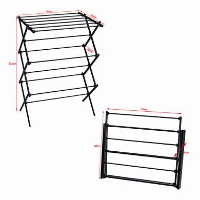 Сушилка напольная МИНИ для белья раскладная 4 уровня, 10 метров, LAIMA HOME LADDER BLACK, 700473 (арт. 700473)