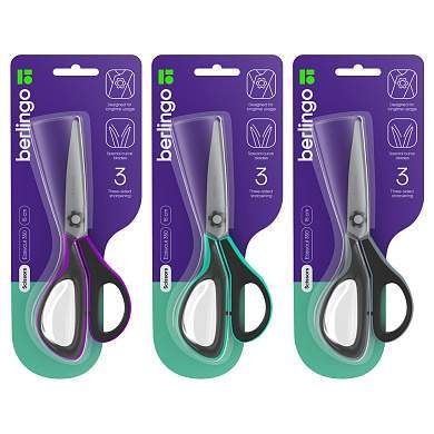 Ножницы Berlingo "Easycut 350", 15см, ассорти, эргономичные ручки, мягкие вставки, европодвес (арт. 326334)