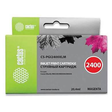Картридж струйный CACTUS (CS-PGI2400XLM) для CANON iB4040/MB5040/MB5340, пурпурный (арт. 362772)