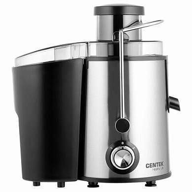 Соковыжималка CENTEK CT-1209, 600 Вт, стакан 0,5 л, емкость для жмыха 1,5 л, металл, сталь/черный (арт. 457604)