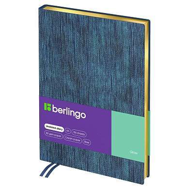Ежедневник недатированный, А5, 136л., кожзам, Berlingo "Glow", зол. срез, синий (арт. 357005)