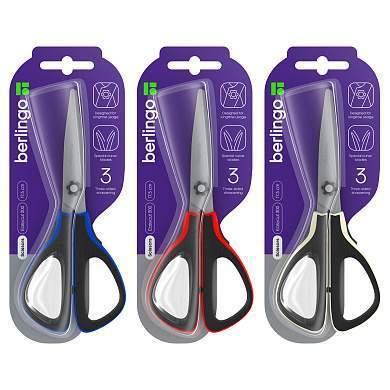 Ножницы Berlingo "Easycut 300", 17,5см, ассорти, мягкие вставки, европодвес (арт. 326318)