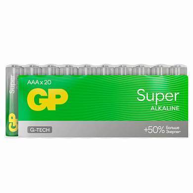 Батарейки GP Super, AAA (LR03, 24А), алкалиновые, мизинчиковые, КОМПЛЕКТ 20 шт., 24A-2CRVS20, GP 24A-2CRVS20 (арт. 455926)