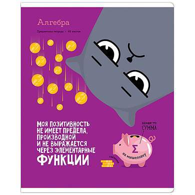 Тетрадь предметная 48л. ArtSpace "Котоцинизм" - Алгебра, ТВИН-лак (арт. 332201)