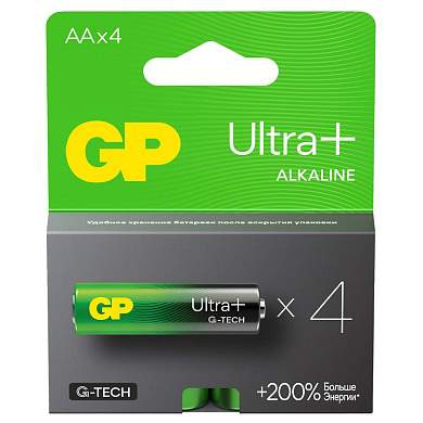 Батарейка GP Ultra Plus G-Tech AA (LR6) 15AUP алкалиновая, BC4 (арт. 371837)