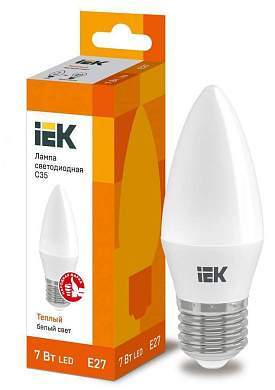 IEK свеча C35 E27 7W(630lm) 3000K 2K 100x35 матов. ECO LLE-C35-7-230-30-E27 (арт. 612815)
